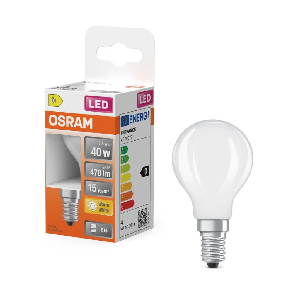 Osram Lamput Ja Valaisintarvikkeet|LED Star Classic P 40 Filament 3.4W 827 Frosted E14