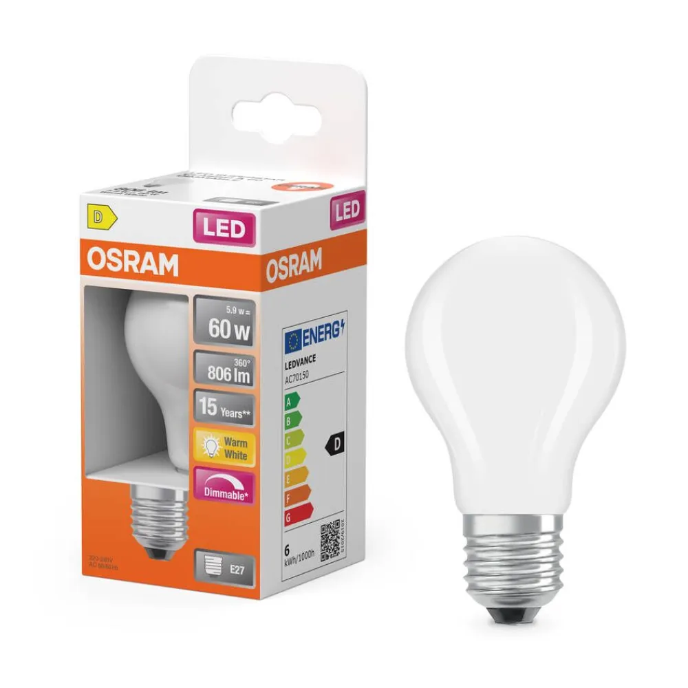 LED Superstar Classic A 60 Fil. DIM 5.9W 827 Frosted E>Osram Online
