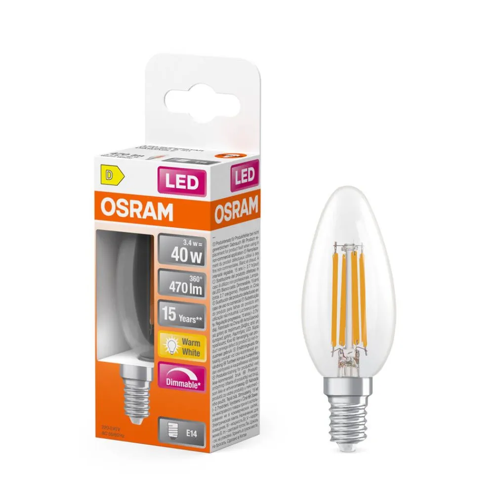 LED Superstar Classic B 40 Fil. DIM 3.4W 827 Clear E14>Osram Online