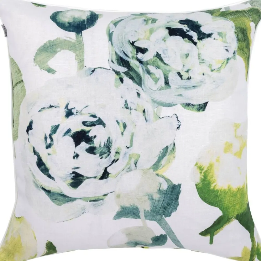 Pentik Sisustustekstiilit|tyynynpäällinen Freesia puuvilla-pellava 45x45 cm vih