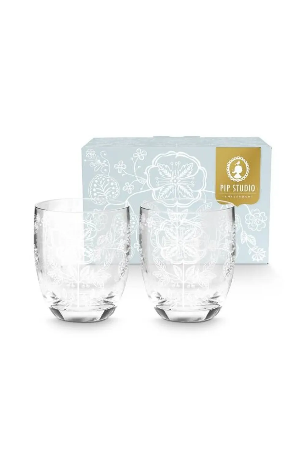 Pip Studio Astiat|juomalasi Flower White 280 ml 2 kpl
