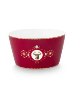 Pip Studio Astiat|kulho Love Birds Medallion Deer 15 cm Dark Red