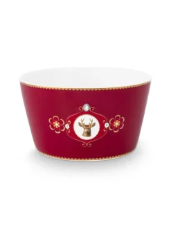 Pip Studio Astiat|kulho Love Birds Medallion Deer 15 cm Dark Red
