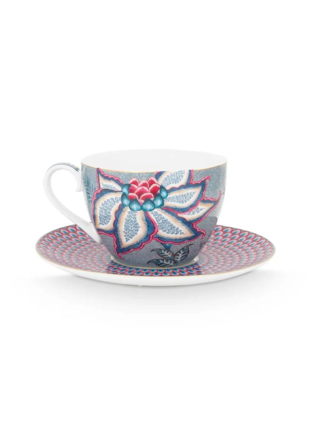 kuppi & aluslautanen Flower Festival 280 ml 2 kpl>Pip Studio Hot