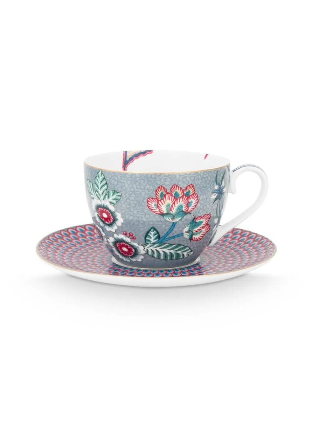 Pip Studio Astiat|kuppi & aluslautanen Flower Festival 280 ml Light
