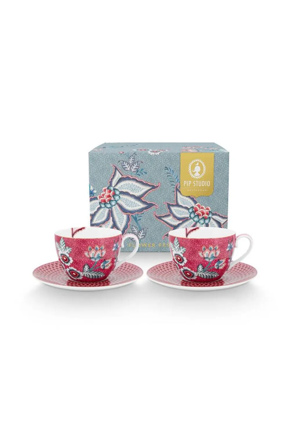 Pip Studio Astiat|kuppi & aluslautanen Flower Festival 280 ml 2 kpl