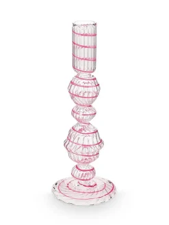 Pip Studio Lyhdyt Ja Kynttilänjalat|kynttilänjalka lasia Swirl M 22 cm Pink