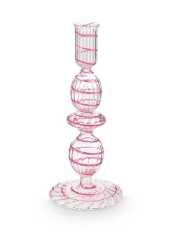 Pip Studio Lyhdyt Ja Kynttilänjalat|kynttilänjalka lasia Swirl S 20 cm Pink
