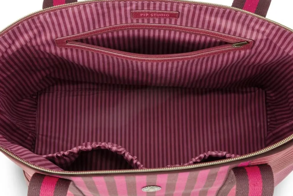 Pip Studio Laukut Ja Kassit|laukku Tilda Medium Stripe Pink 47x17x37 cm