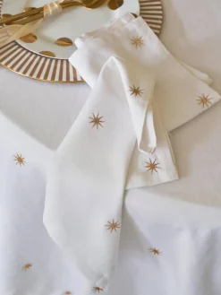 Pip Studio Keittiötekstiilit|lautasliina Embroidery Stars Gold 40x40 cm 2kpl