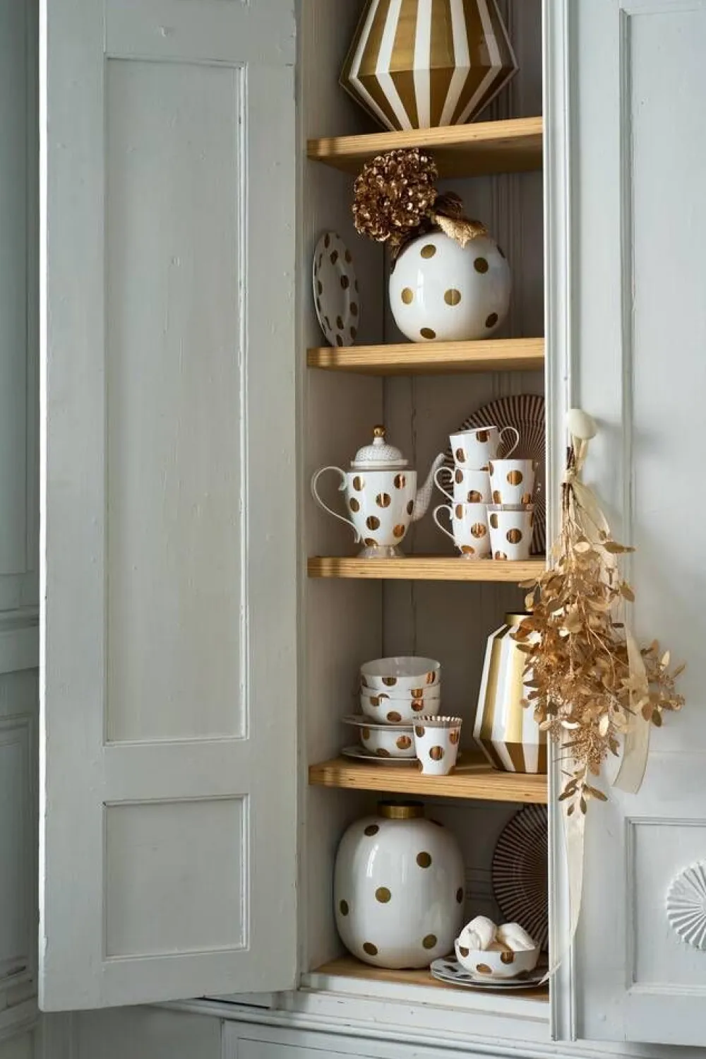 Pip Studio Maljakot Ja Ruukut|maljakko Metal Dots 23 cm White-Gold