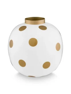 Pip Studio Maljakot Ja Ruukut|maljakko Metal Dots 23 cm White-Gold