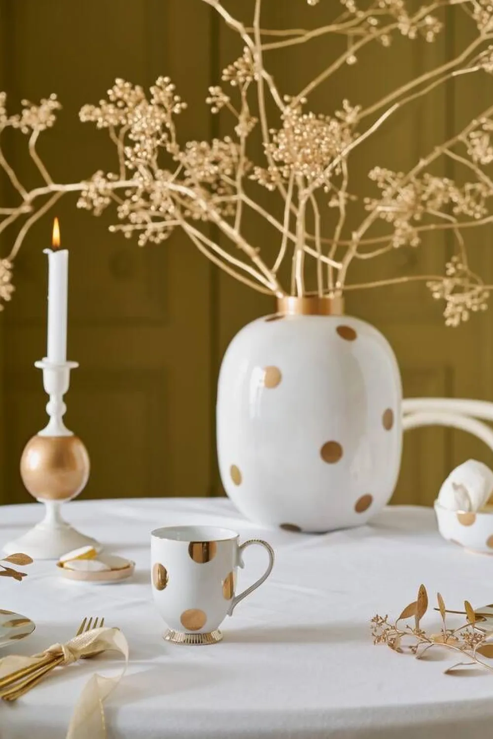 muki Dot Delight 2 kpl White-Gold>Pip Studio New