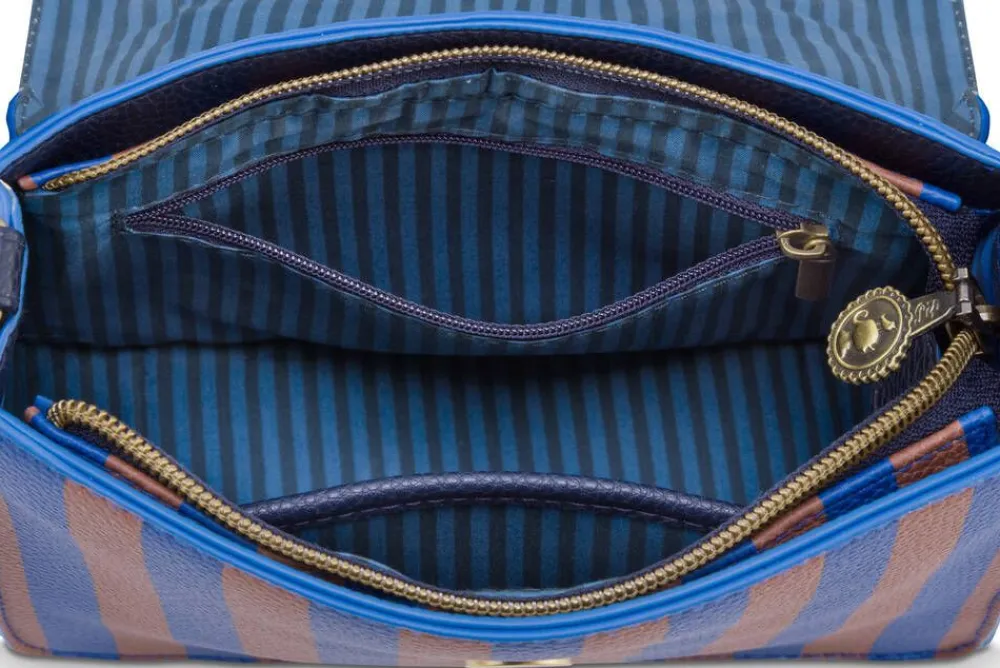 Pip Studio Laukut Ja Kassit|olkalaukku Frances Small Stripe Blue 19x7x17,5 cm