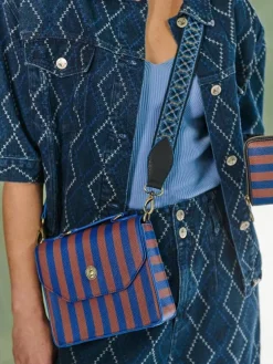 Pip Studio Laukut Ja Kassit|olkalaukku Frances Small Stripe Blue 19x7x17,5 cm