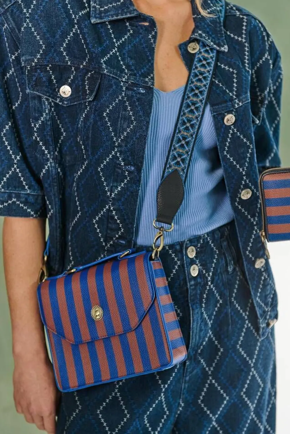 Pip Studio Laukut Ja Kassit|olkalaukku Frances Small Stripe Blue 19x7x17,5 cm