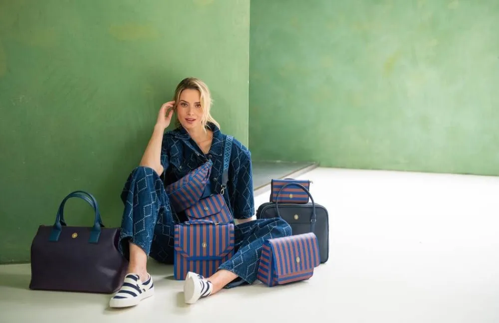 Pip Studio Laukut Ja Kassit|olkalaukku Frances Small Stripe Blue 19x7x17,5 cm