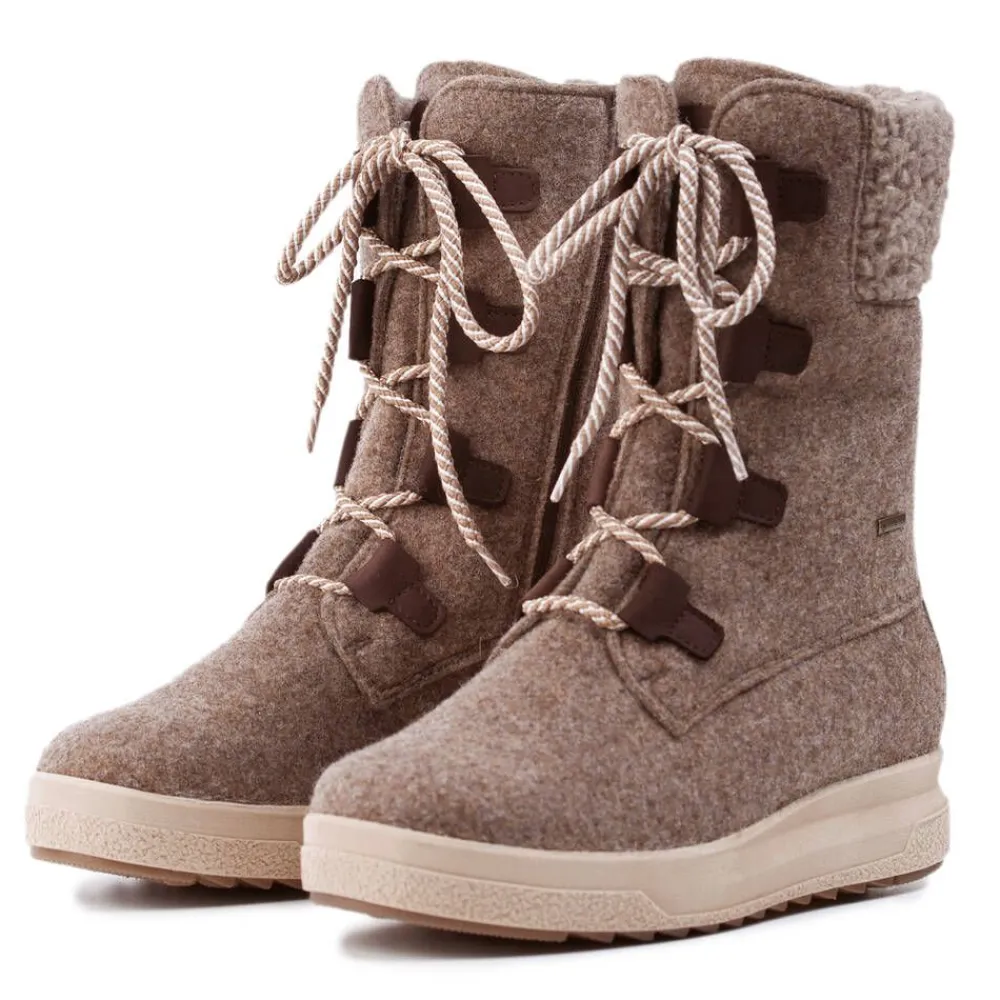 Pomar Nilkkurit|pitopohjakengät Reki 102 Sand Felt / Bark Waxy / Wool