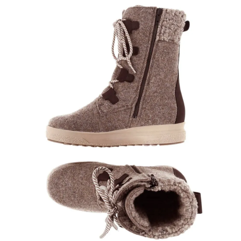 Pomar Nilkkurit|pitopohjakengät Reki 102 Sand Felt / Bark Waxy / Wool