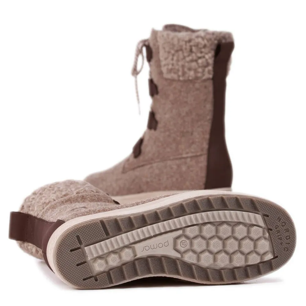 Pomar Nilkkurit|pitopohjakengät Reki 102 Sand Felt / Bark Waxy / Wool