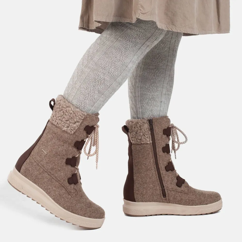 Pomar Nilkkurit|pitopohjakengät Reki 102 Sand Felt / Bark Waxy / Wool
