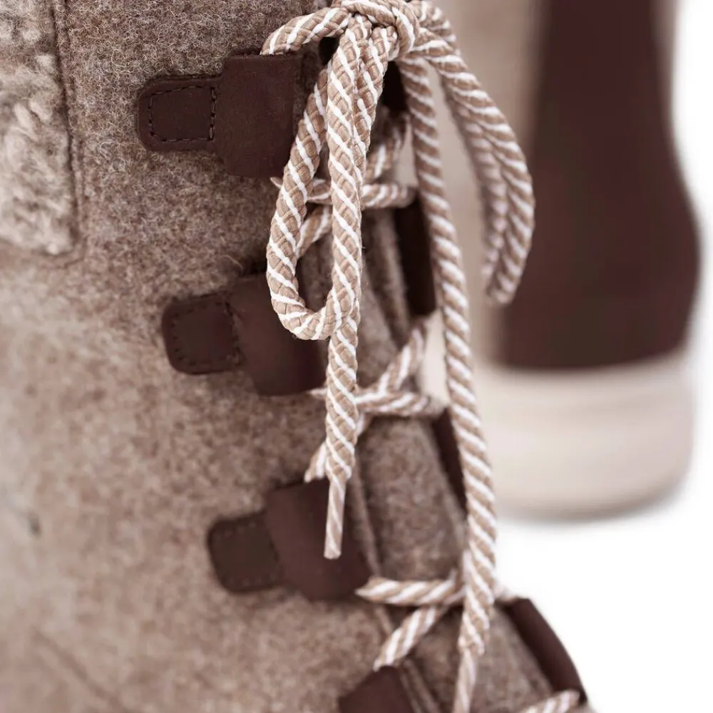 Pomar Nilkkurit|pitopohjakengät Reki 102 Sand Felt / Bark Waxy / Wool