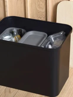 Smartstore Paperikorit Ja Roska-Astiat|Collect lajitteluastiasetti vanerikannella 76 L musta