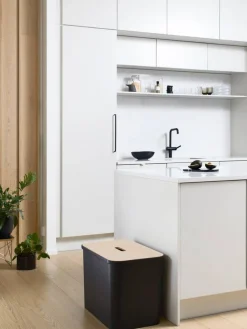 Smartstore Paperikorit Ja Roska-Astiat|Collect lajitteluastiasetti vanerikannella 76 L musta