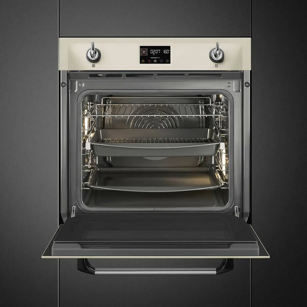SOP6902S2PP 60cm yhdistelmähöyryuuni Viktoria, kerma>Smeg