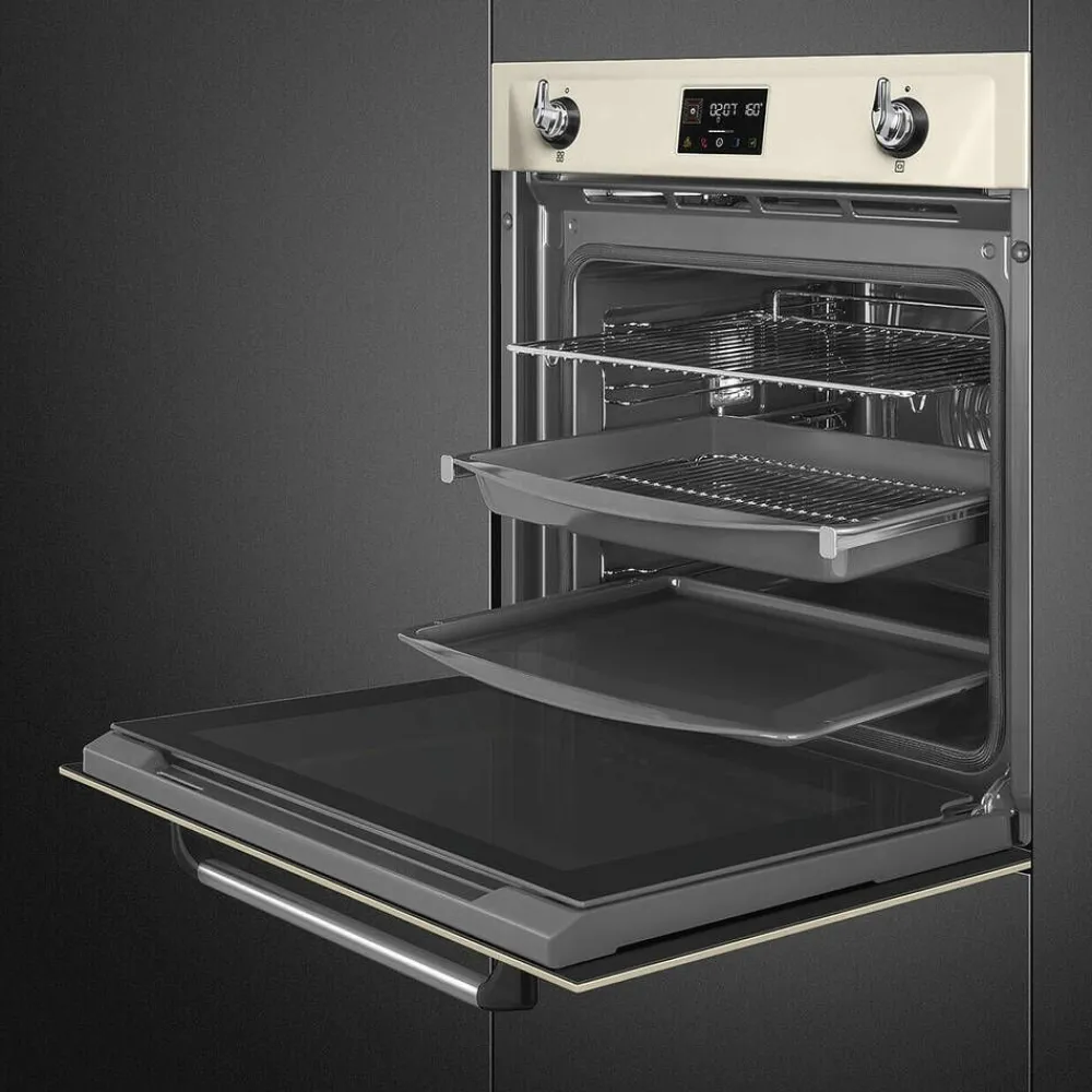 SOP6902S2PP 60cm yhdistelmähöyryuuni Viktoria, kerma>Smeg
