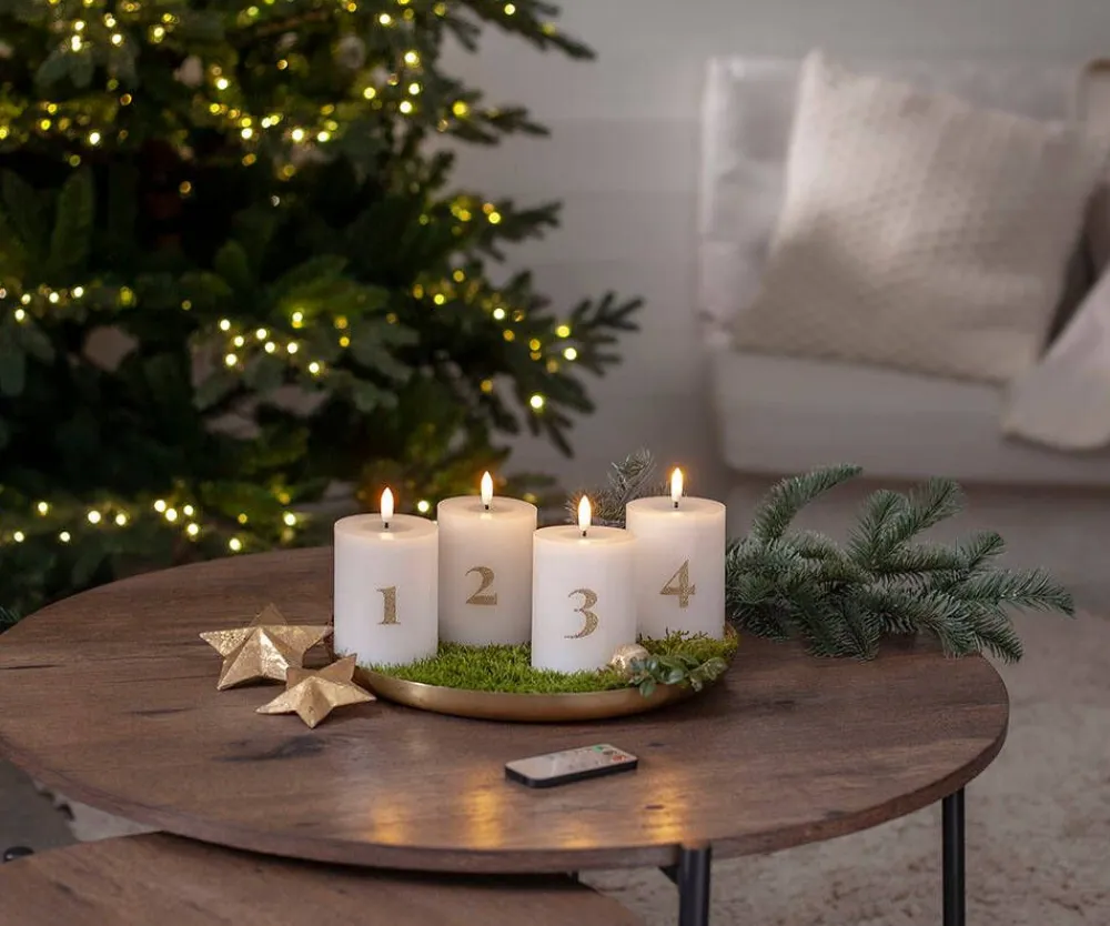 Star Trading Koriste- Ja Kausivalot|LED-kynttilä Flamme Advent valkoinen 4 kpl