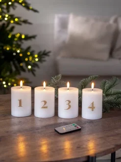 Star Trading Koriste- Ja Kausivalot|LED-kynttilä Flamme Advent valkoinen 4 kpl