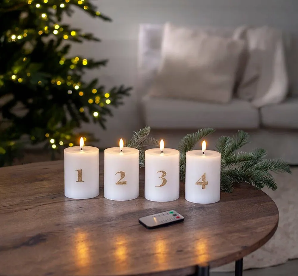 Star Trading Koriste- Ja Kausivalot|LED-kynttilä Flamme Advent valkoinen 4 kpl