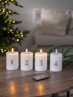 Star Trading Koriste- Ja Kausivalot|LED-kynttilä Flamme Advent valkoinen 4 kpl