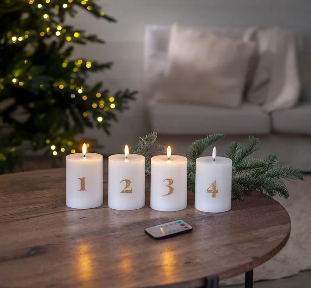 Star Trading Koriste- Ja Kausivalot|LED-kynttilä Flamme Advent valkoinen 4 kpl