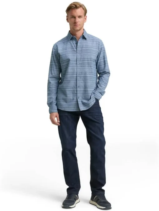 Tom Tailor Kauluspaidat|paita 1047327 38490 Teal blue varied cross stripe