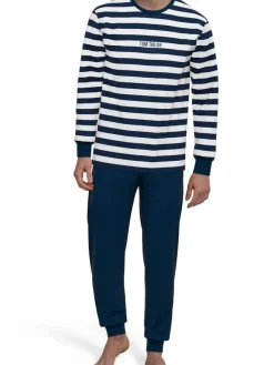 Tom Tailor Yöasut|pyjama 71457-4009 652 Blue-medium horizontal stripes