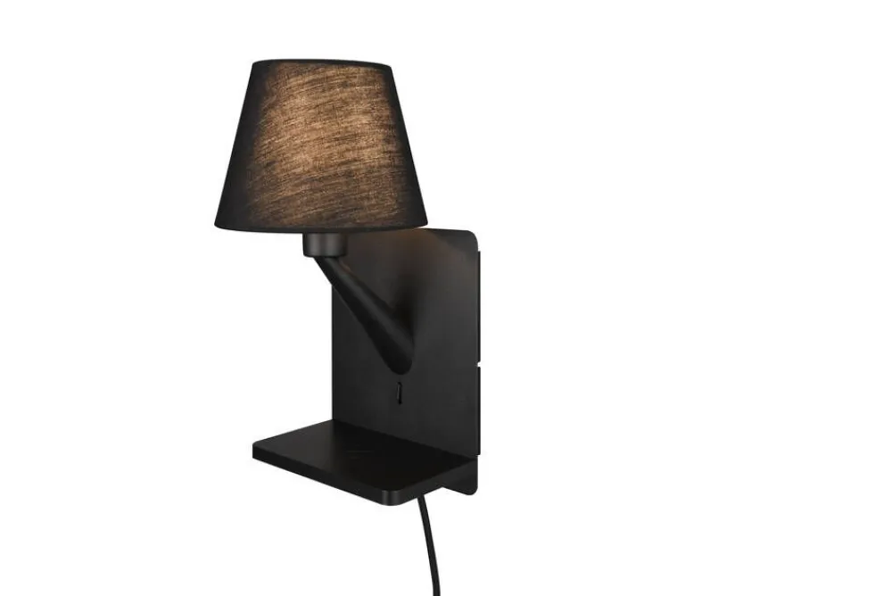 Trio Lighting Sisustusvalaisimet|Comfort seinävalaisin E14 mattamusta latausase
