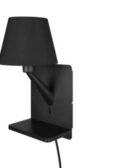 Trio Lighting Sisustusvalaisimet|Comfort seinävalaisin E14 mattamusta latausase