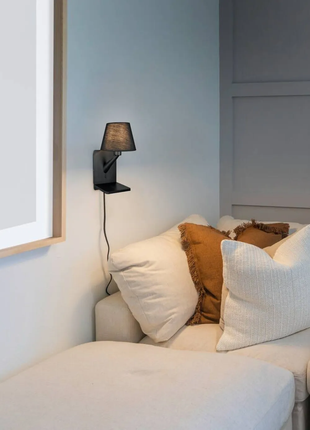 Trio Lighting Sisustusvalaisimet|Comfort seinävalaisin E14 mattamusta latausase