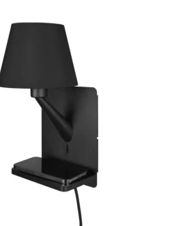 Trio Lighting Sisustusvalaisimet|Comfort seinävalaisin E14 mattamusta latausase
