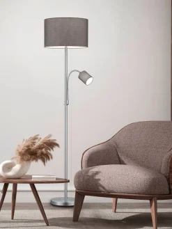 Trio Lighting Sisustusvalaisimet|lattiavalaisin Hotel E27+E14 harmaa