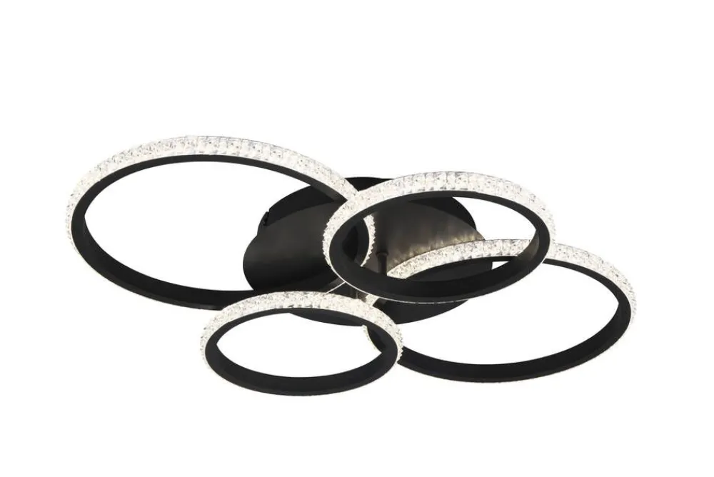 Trio Lighting Sisustusvalaisimet|LED kattovalaisin Cires mattamusta/kristallief