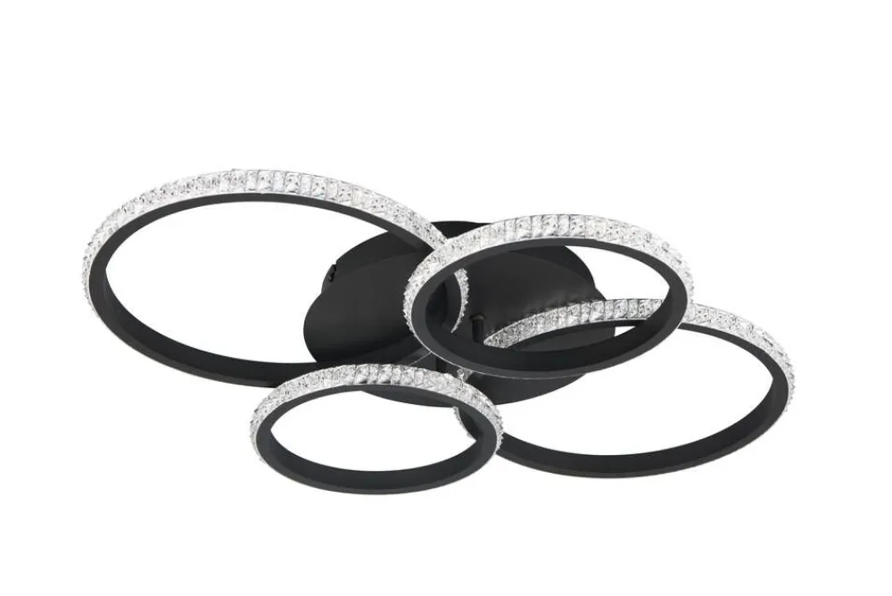 Trio Lighting Sisustusvalaisimet|LED kattovalaisin Cires mattamusta/kristallief