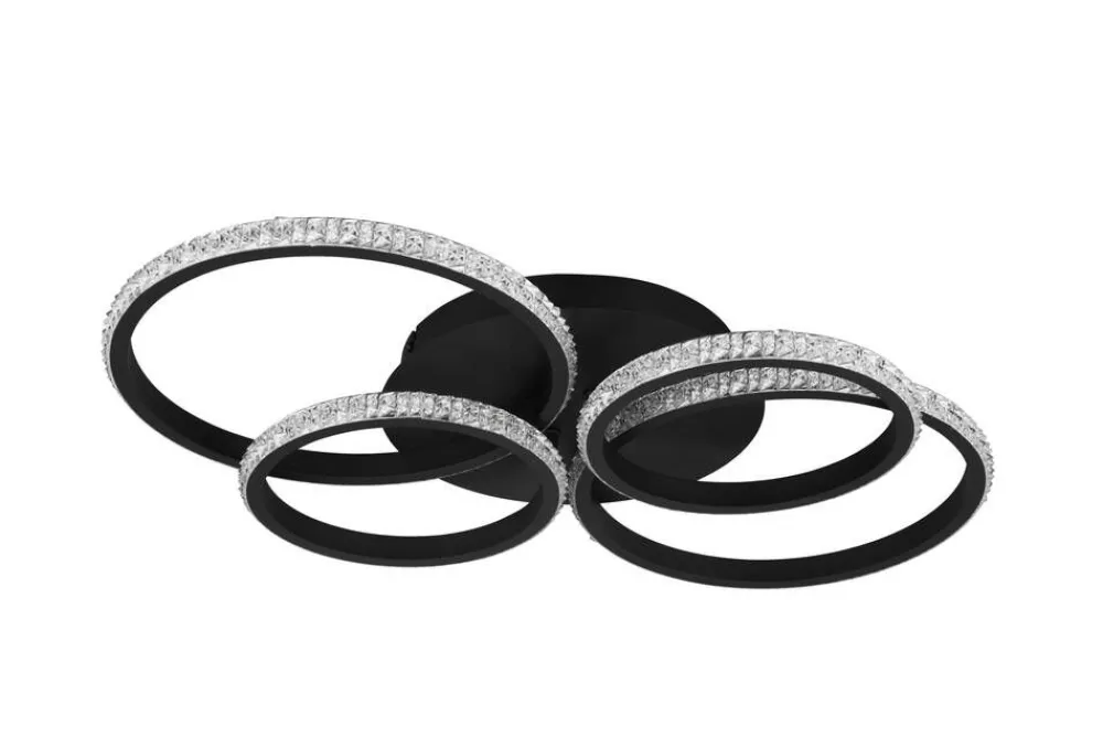 Trio Lighting Sisustusvalaisimet|LED kattovalaisin Cires mattamusta/kristallief