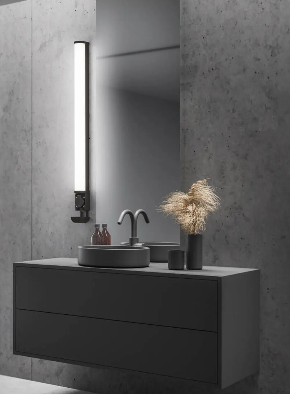 LED seinävalaisin Piera H2O 80 cm mattamusta>Trio Lighting Clearance