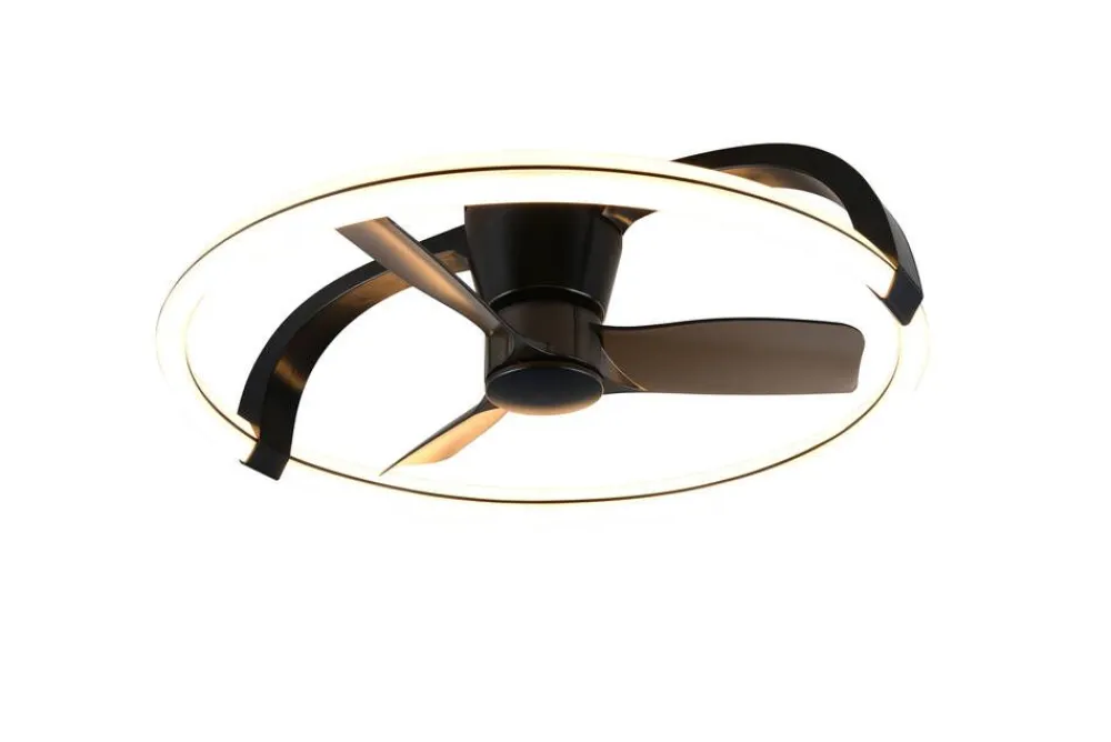 Trio Lighting Sisustusvalaisimet|LED tuuletinkattovalaisin Stockholm mattamusta