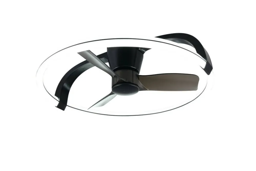 Trio Lighting Sisustusvalaisimet|LED tuuletinkattovalaisin Stockholm mattamusta