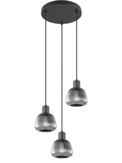 Trio Lighting Sisustusvalaisimet|riippuvalaisin Tarifa 3-os E27 mattamusta/krom