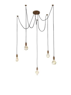 riippuvalaisin Cord 5-os E27 antiikkikupari>Trio Lighting Sale